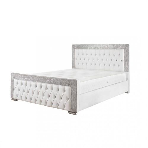 Glitter Fabric, Faux Leather Upholstered Bed Frame Single